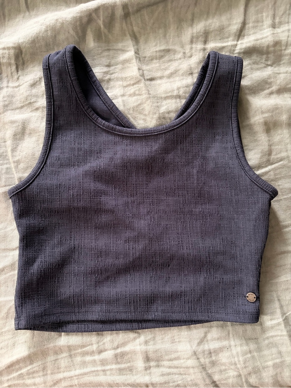 Roxy Navy Ribbed Crop Tank Top